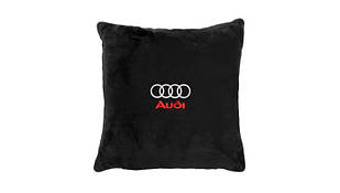 Подушка в авто EVAtech із махри 35х35 см Audi чорна MPCSSBV003