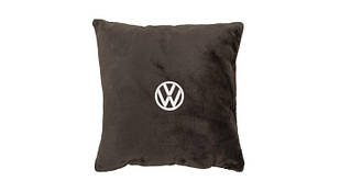 Подушка в авто EVAtech із махри 35х35 см Volkswagen коричнева MPCSSZV032