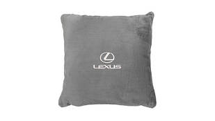 Подушка в авто EVAtech із махри 35х35 см Lexus сіра MPCSSGV035