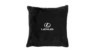 Подушка в авто EVAtech із махри 35х35 см Lexus чорна MPCSSBV035