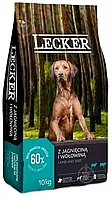 Сухий корм для собак Lecker (Леккер) преміум з яловиченою та ягням 10кг