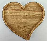 Менажниця у формі серця з дуба 25×23 см – дерев’яна тарілка ручної роботи для подачі страв, десертів і фруктів