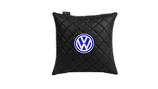 Подушка в авто EVAtech ECO 30x30 см Volkswagen чорна з чорною ниткою SPSCSBBV033
