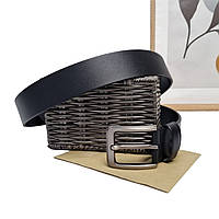 Классический мужской кожаный ремень черный Арт.01-40-00-257 "Кремень" (Україна)