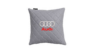 Подушка в авто EVAtech ECO 30x30 см Audi сіра з сірою ниткою SPSCSGGV003