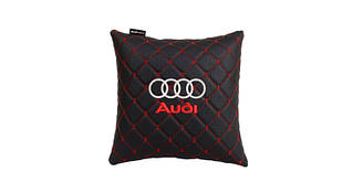 Подушка в авто EVAtech ECO 30x30 см Audi чорна з червоною ниткою SPSCSBRV003