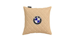 Подушка в авто EVAtech ECO 30x30 см BMW бежева з бежевою ниткою SPSCSIIV005