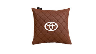 Подушка в авто EVAtech ECO 30x30 см Toyota коричнева з коричневою ниткою SPSCSZZV030