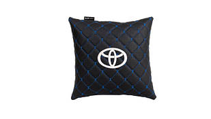 Подушка в авто EVAtech ECO 30x30 см Toyota чорна з синьою ниткою SPSCSBLV030