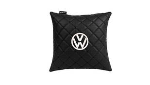 Подушка в авто EVAtech ECO 30x30 см Volkswagen чорна з чорною ниткою SPSCSBBV032