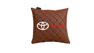 Подушка в авто EVAtech ECO 30x30 см Toyota коричнева з коричневою ниткою SPSCSZZV031