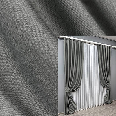 Комплект штор (2шт. 1х2,5м.) із тканини Шеніл однотонний (блекаут). Колір сірий. Код 1592ш 39-893