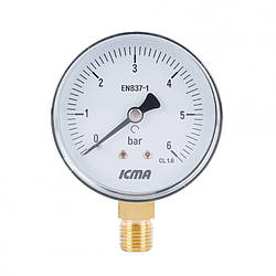 Манометр Icma 1/4" 0-10 барів, нижнє під'єднання No244