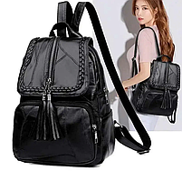 Жіночий міський рюкзак Чорний/місткий шкільний рюкзак 36х26х12 см — 12L