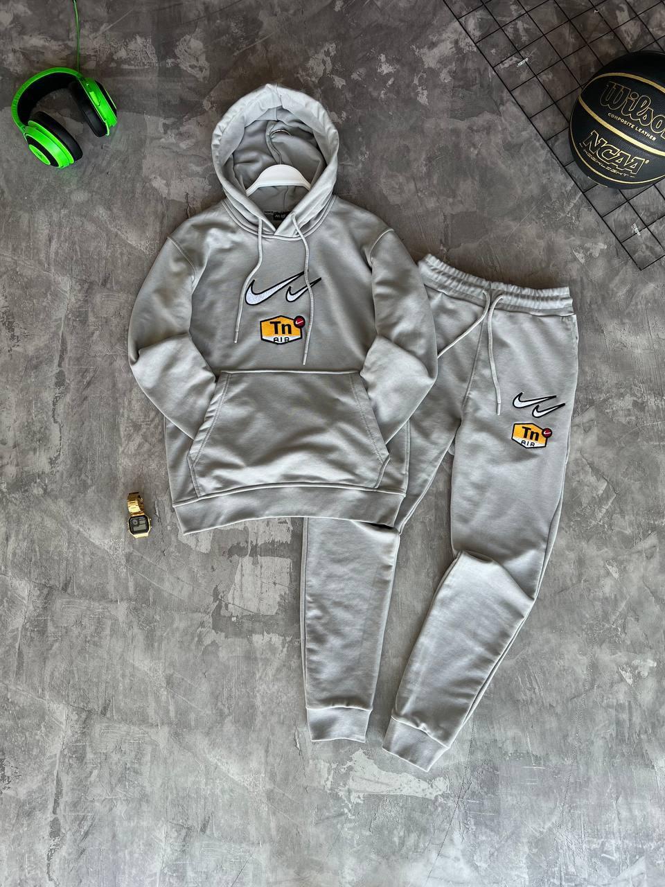 Костюм спортивний чоловічий сірий весна-осінь з капюшоном Nike TN Air
