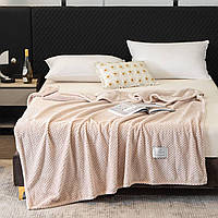 Покривало велюрове однотонне Бамбук (айворі) 200х150 см