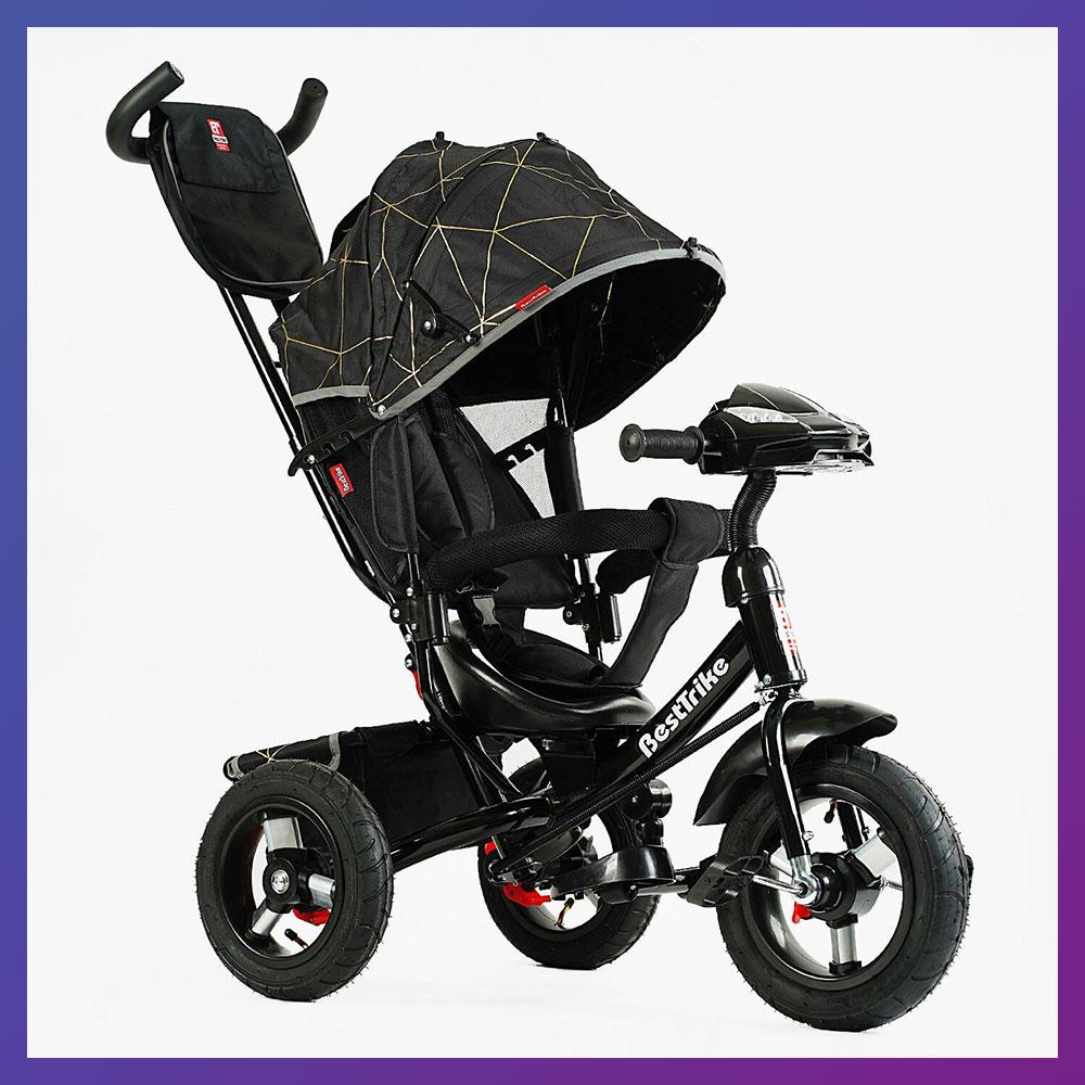 Дитячий триколісний велосипед — коляска Best Trike 3390 / 31-025 з батьківською ручкою Чорний, фото 1