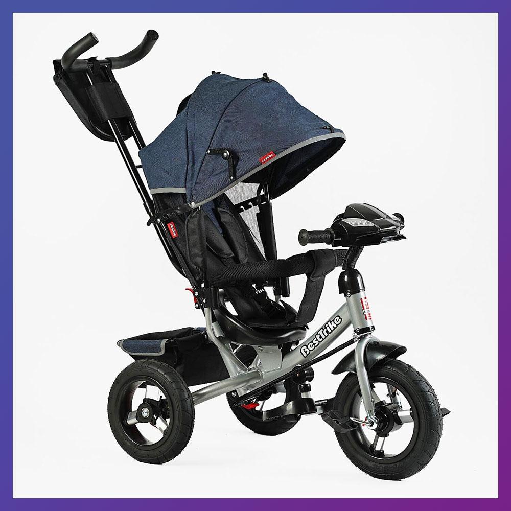 Дитячий триколісний велосипед — коляска Best Trike 3390 / 32-068 з батьківською ручкою Синій, фото 1