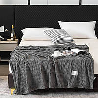 Покривало велюрове однотонне Бамбук (графітовий) 200х150 см