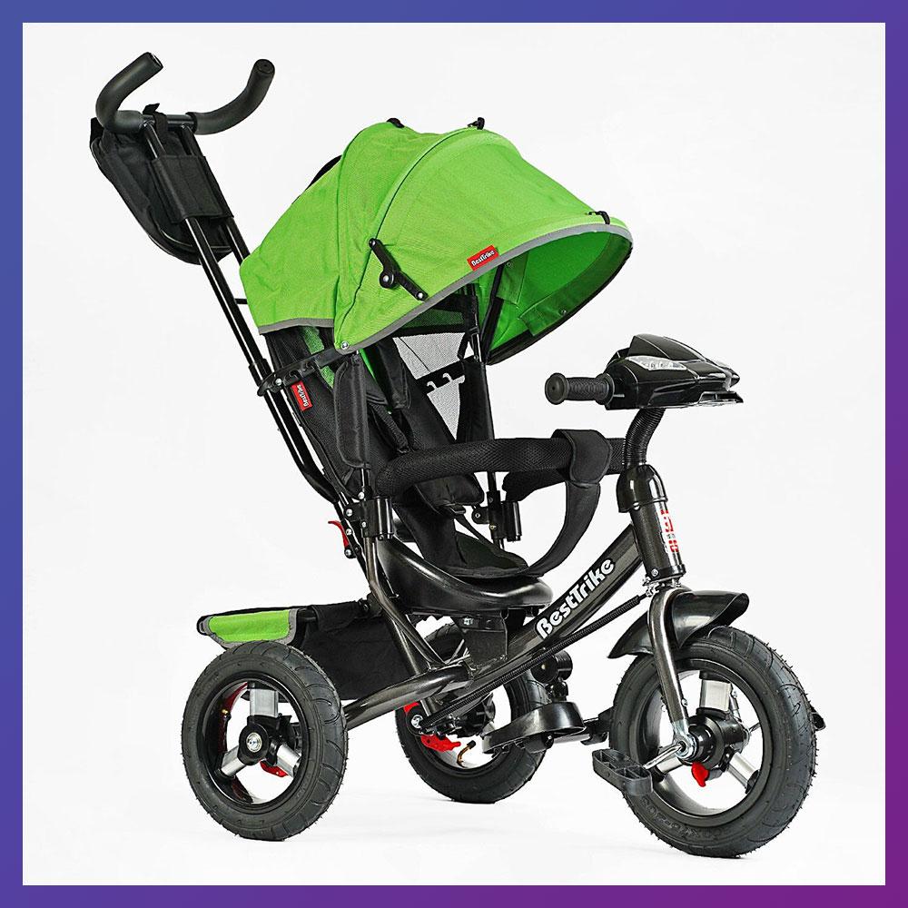 Дитячий триколісний велосипед — коляска Best Trike 3390 / 34-820 з батьківською ручкою Зелений, фото 1