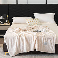 Покривало велюрове однотонне Бамбук (молочний) 200х150 см