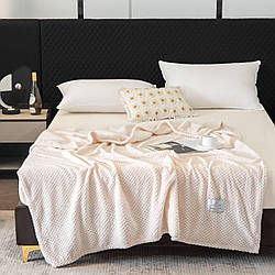 Покривало велюрове однотонне Бамбук (молочний) 200х150 см