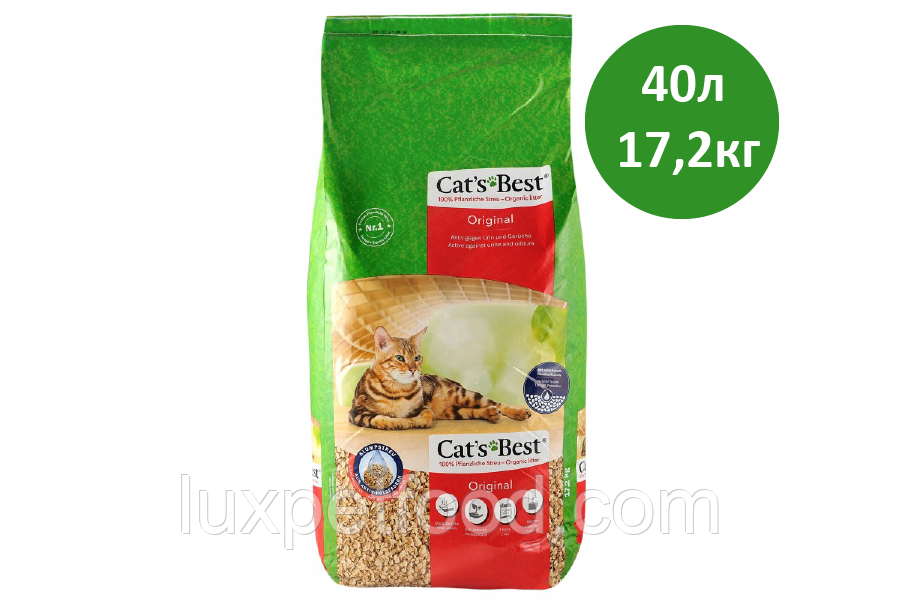 Наповнювач Cats Best original Cat's best 40л/17,2кг Eko Plus Кетс бест орігінал для котячого туалету Cat s best original