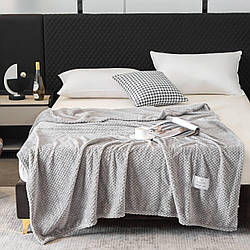 Покривало велюрове однотонне Бамбук (світло-сірий) 200х150 см