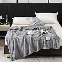 Покривало велюрове однотонне Бамбук (сірий) 200х220 см