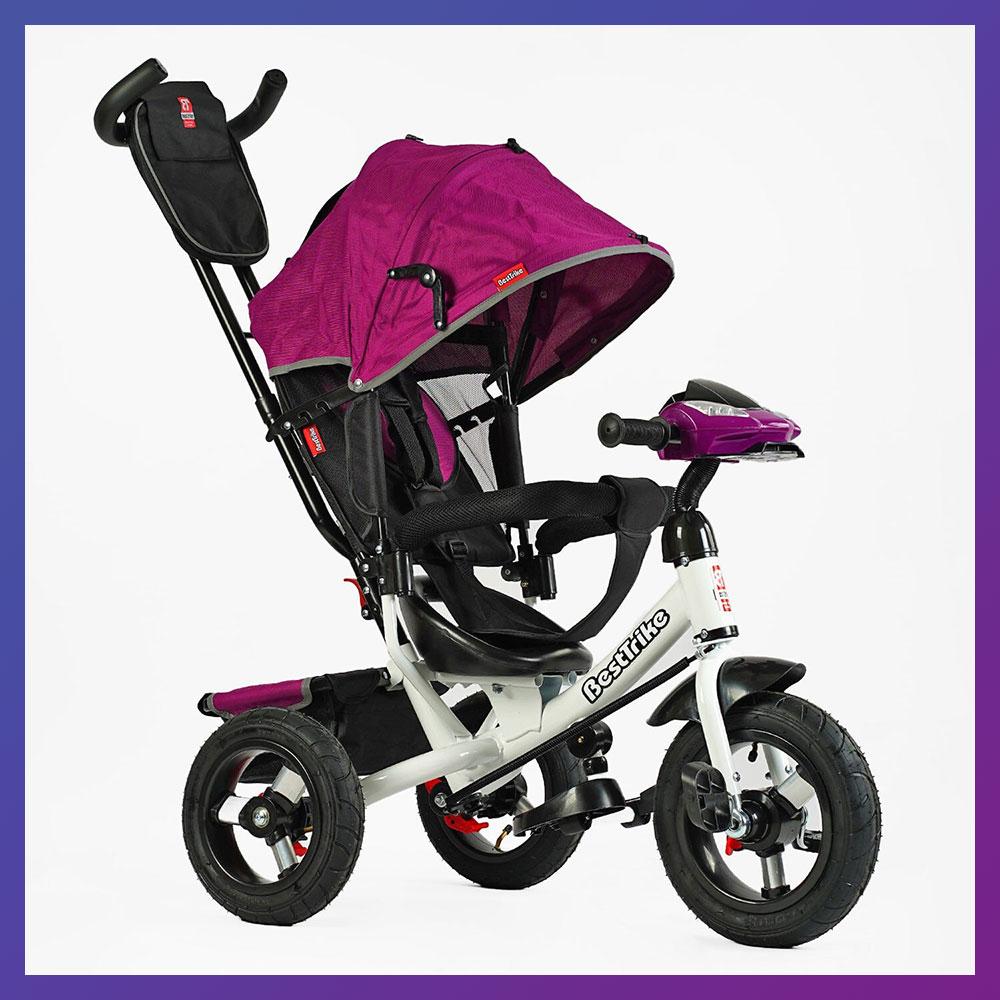 Дитячий триколісний велосипед — коляска Best Trike 3390 / 37-633 з батьківською ручкою Фіолетовий, фото 1