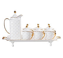 Чайний сервіз фарфоровий на 6 персон 8 предметів, білий