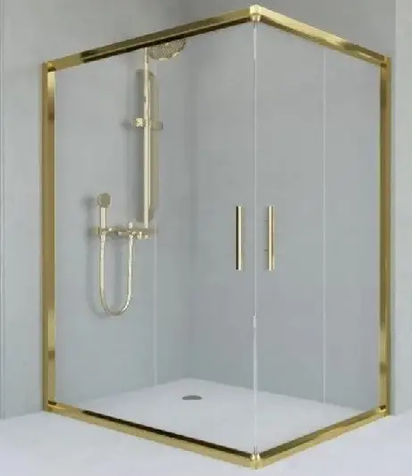 Душова кабіна Aquanil Unimar GOLD 100х80х190 см без піддону золото прозоре скло 6 мм розсувні двері