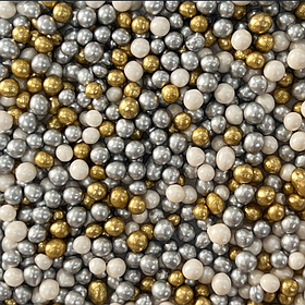 Посипка кондитерська РИСОВІ КУЛЬКИ "Срібно-білий-золотий"