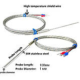 Термопара з гнучким сталевим щупом К-типу  1*100*1000мм (від 0 °C + до 800 °C) WRNK-191, фото 4