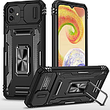 Чохол для SAMSUNG A06 протиударний ЧОРНИЙ бампер зі шторкою для камери та кільцем підставкою на самсунг а06, фото 2