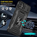 Чохол для SAMSUNG A06 протиударний ЧОРНИЙ бампер зі шторкою для камери та кільцем підставкою на самсунг а06, фото 3