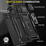 Чохол для SAMSUNG A06 протиударний ЧОРНИЙ бампер зі шторкою для камери та кільцем підставкою на самсунг а06, фото 6