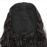Хвіст для волосся чорний хвилястий зі штучного волокна довгий 70 см з можливістю регулювання, фото 5