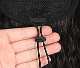 Хвіст накладний шиньйон прямий довгий темно-коричневий 75 см з фіксованою утяжкою, фото 3