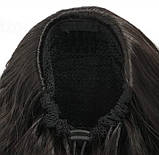 Хвіст для волосся чорний хвилястий зі штучного волокна довгий 70 см з можливістю регулювання, фото 4