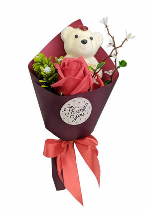 Букет м'яких іграшок ведмідь з трояндами, фото 1