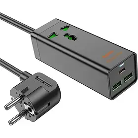 Мережевий подовжувач Hoco AC9A Talent PD30W (1C2A with 1 socket) Desktop Charger Black