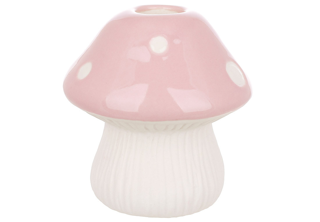 Підсвічник порцеляновий (4шт) Грибочок (свічка d=2.2см), 8*8*9см, колір -рожевий, фото 1