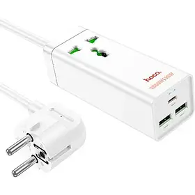 Мережевий подовжувач Hoco AC9A Talent PD30W (1C2A with 1 socket) Desktop Charger White