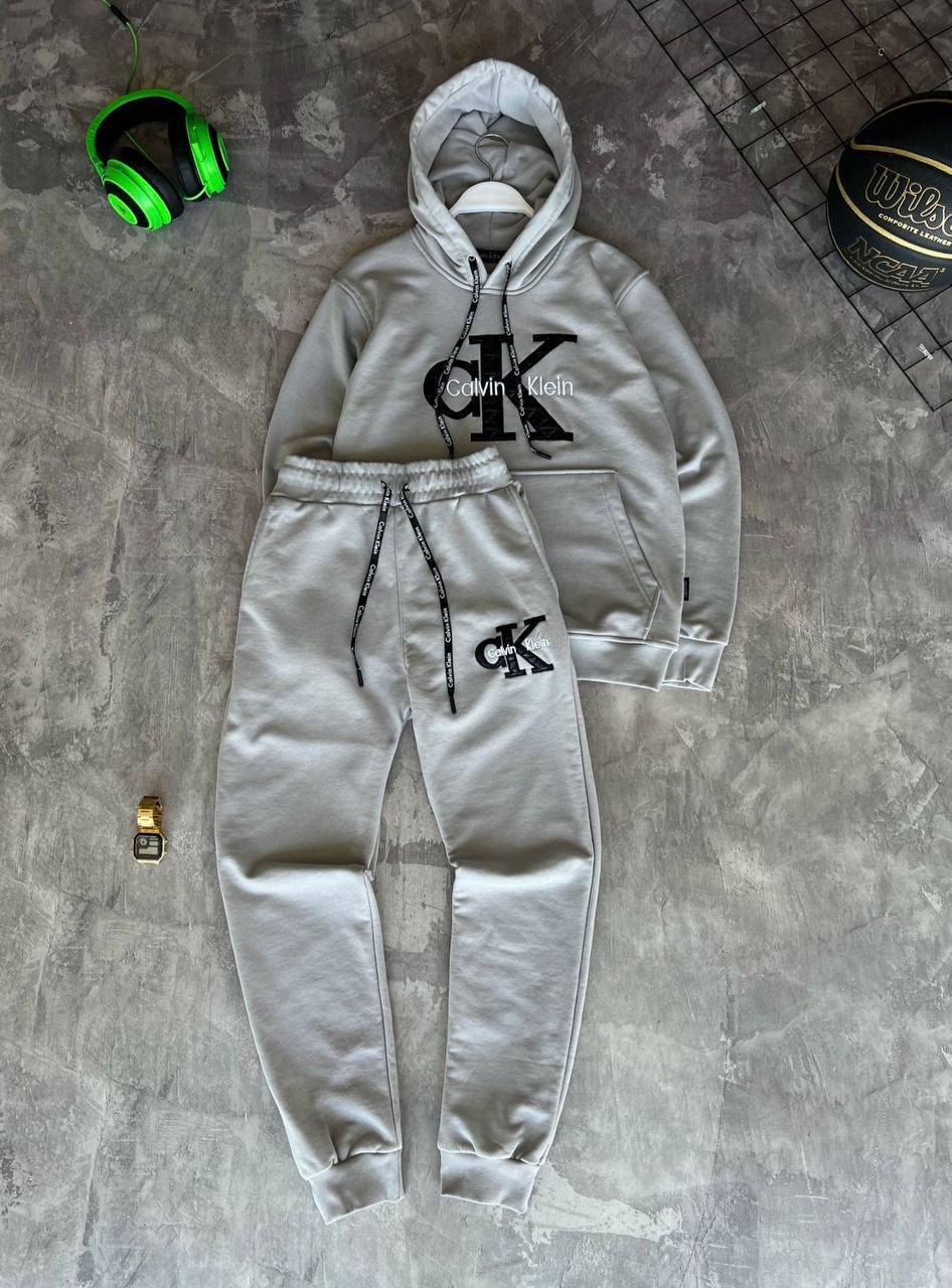 Костюм чоловічий сірий весна-осінь повсякденний з капюшоном Calvin Klein CK (15820)