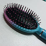 Жіноча щітка гребінець масажний для волосся для дівчинки 24,5х7см / для легкого розчісування волосся / 9551-25 / рожево-блакитна, фото 3