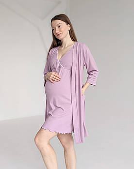 Комплект халат і сорочка у пологовий (ліловий)