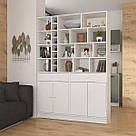 Стелаж з 4 дверима підлоговий для книг з 2 висувними ящиками, полиця з 23 осередками для зберігання речей 140 см, фото 3