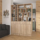 Стелаж з 4 дверима підлоговий для книг з 2 висувними ящиками, полиця з 23 осередками для зберігання речей 140 см, фото 4