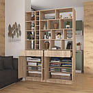 Стелаж з 4 дверима підлоговий для книг з 2 висувними ящиками, полиця з 23 осередками для зберігання речей 140 см, фото 6